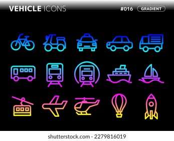 gradient style icon set related to vehicle_016