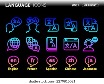 gradient style icon set related to language_024