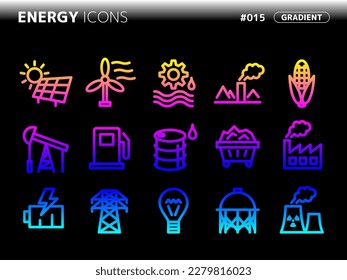 Farbverlauf-Stil-Symbol-Set bezogen auf energy_015