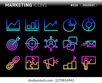 gradient style icon set related to marketing_028