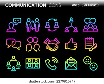 conjunto de iconos de estilo de degradado relacionados con Communication_025