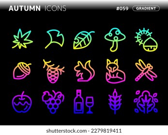 gradient style icon set related to autumn_059