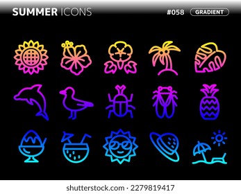 gradient style icon set related to summer_058