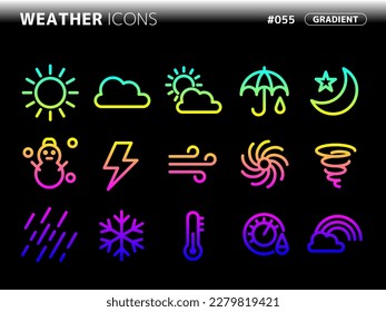 gradient style icon set related to weather_055