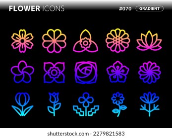 gradient style icon set related to flower_070