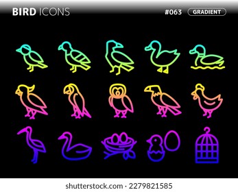 gradient style icon set related to bird_063