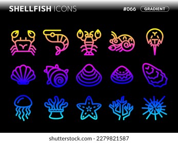 gradient style icon set related to shellfish_066