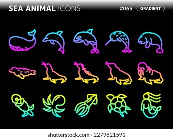 gradient style icon set related to sea mammal_065