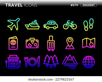 gradient style icon set related to travel_079
