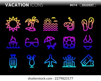 conjunto de iconos de estilo de degradado relacionados con playa074