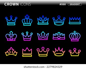 gradient style icon set related to crown_088