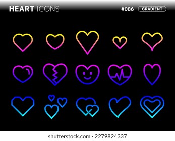 gradient style icon set related to heart_086