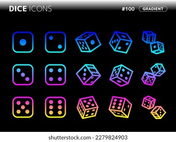 gradient style icon set related to dice_100