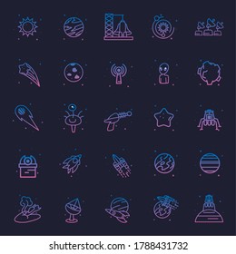 gradient style icon set of Space futuristic cosmos and universe theme Vector illustration