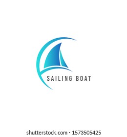 Gradient Style Logo Design Sailing Ship Icon