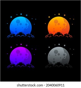 Gradient style moon logo design illustration collection