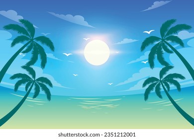 Gradient summer background beach landsacpe