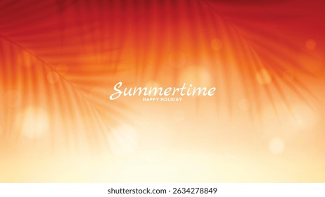 Gradient summer background with palm leaves shadow. Tropical summer concept. Vector illustration