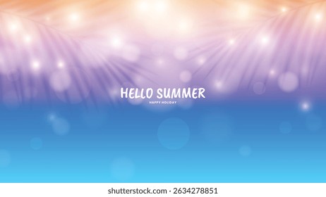 Gradient summer background with palm leaves shadow. Tropical summer concept. Vector illustration