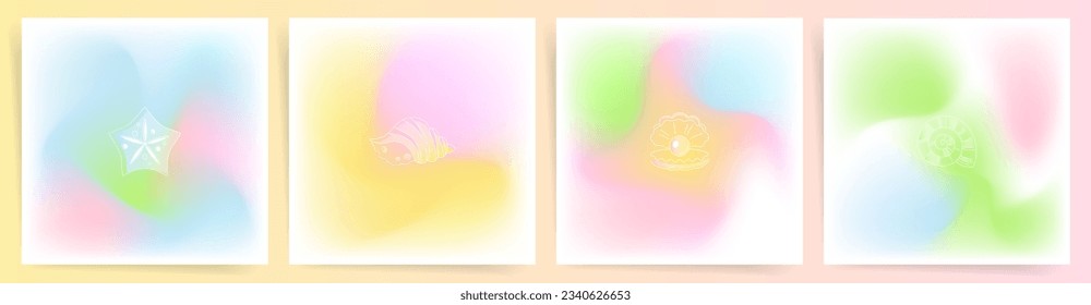Gradient Summer Backgrounds. Aesthetic Poster or Banner Template for Business, Decorative Patterns, Social Media Posts, or other design layouts. Travel, Relax and Sea Vacation mood. Bright Colors Set