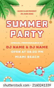 ilustración de afiche de flyer de fiesta de verano degradado