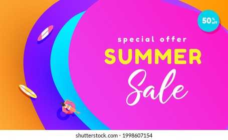 Gradient summer sale template background layout banner. Promotion banner for website, flyer and poster