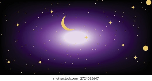 Gradient sunrise starry night background vector design in eps 10