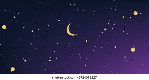 Gradiente nascer do sol estrelado noite projeto de vetor de fundo em eps 10