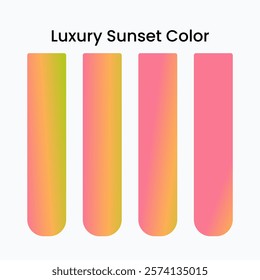 Gradient sunset color palette, ideal for print, interiors, and fashion, exudes luxury.