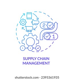 Gradient supply chain management icon concept, isolated vector, enterprise resource planning thin line illustration.