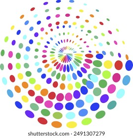 gradient swirling spiral of various colored dots, speed concept