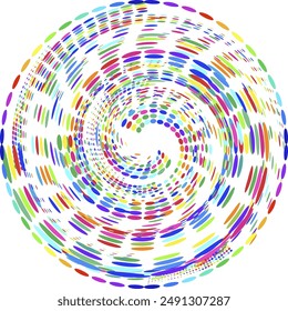 gradient swirling spiral of various colored dots, speed concept