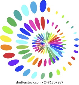 gradient swirling spiral of various colored dots, speed concept
