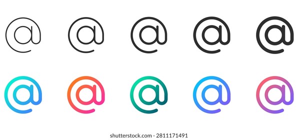 Gradient At Symbol Contact Email Icon Set . At symbol icon set in outline and gradient styles for email, contact, address, support, interface, website, and communication projects.	
