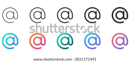 Gradient At Symbol Contact Email Icon Set . At symbol icon set in outline and gradient styles for email, contact, address, support, interface, website, and communication projects.	