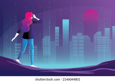 Gradient tech metaverse illustration design