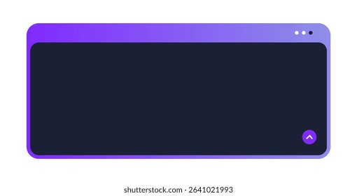 Gradient Tech UI Window with Rounded Corners. Futuristic Interface Box with Navigation Icon. Minimal Modern HUD Display Frame