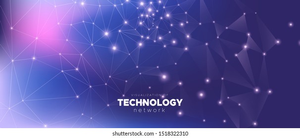Gradient Technology Business. Big Data. Dark Dots Network. Violet Triangles Background. Technology Wallpaper. Blue Data Motion. Dark Depth Network. Magic Triangular Background. Blue Data Tech.