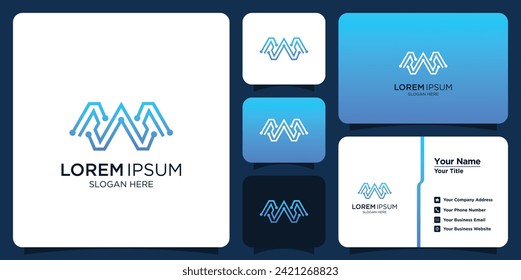 gradient technology logo template collection and business cards