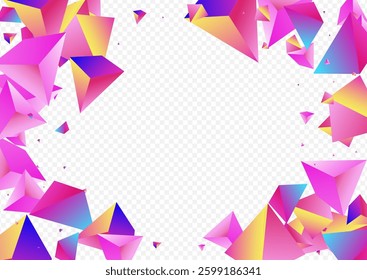 Gradient Tetrahedron Vector Transparent Background. Magical Minimalist Pyramid Catalog. Rainbow Business Triangle Template. Holographic Stone Creative Banner.