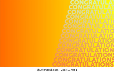 Gradient text CONGRATULATIONS on yellow background. Copy Space yellow background. 