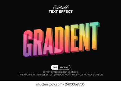 Gradient Text Effect Typography 3D Shiny Style. Editable Text Effect Vector.