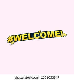 Gradient text linear promotion badge and banner  style popup welcome, scroll, price tag, sticker, ribbon, embem, poster. EPS Vector illustration.