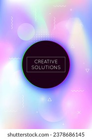 Gradient Texture. Holographic Background. Light Vector. Retro Multicolor Elements. Purple Magic Design. Memphis Dots. Vibrant Flyer. Neon Shape. Blue Gradient Texture