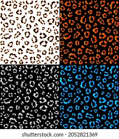 Gradient texture of leopard skin and fur in 4 different versions. Black, orange, blue and gray. Vector eps 10.