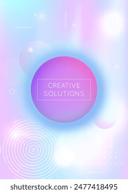 Gradient Texture. Motion Dots. Hologram Presentation. Round Fluorescent Backdrop. Minimal Shape. Violet Shiny Background. Simple Flyer. Retro Layout. Blue Gradient Texture