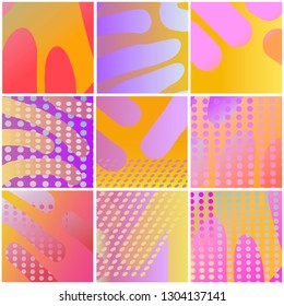 Gradient textures set with colorful smooth 3d shapes.