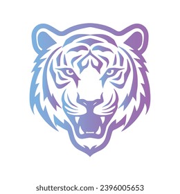 Gradient tiger head logo, vector illustration isolated on white background 