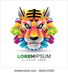 Gradient Tiger Head. Power symbol. Isolated vector illustration. Great outdoors, tattoo and t-shirt design.