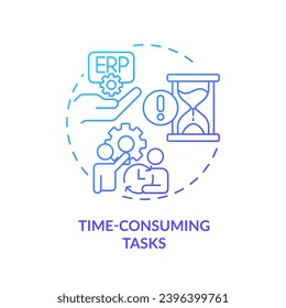 Gradient time consuming tasks icon concept, isolated vector, enterprise resource planning thin line illustration.